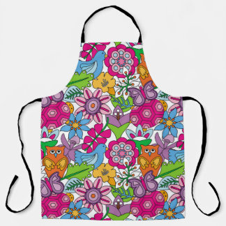 Colorful animals and flowers vintage seamless patt schort