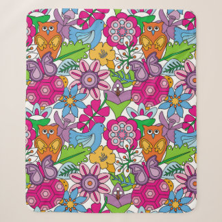Colorful animals and flowers vintage seamless patt sherpa deken