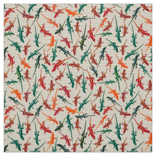 Colorful Anole Lizards Ditsy Patroon Stof