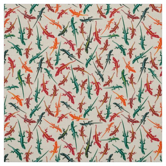 Colorful Anole Lizards Ditsy Patroon Stof (Swatch)