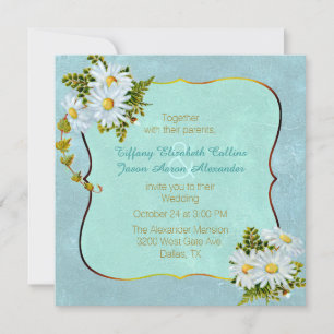 Colorful Antiek geïnspireerd Daisy Wedding Invitat Kaart