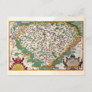 Colorful Antiek Map of Bohemia Briefkaart