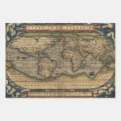 Colorful Antiek Wereldkaart Ortelius Wrappi Inpakpapier Vel (Voorkant 3)