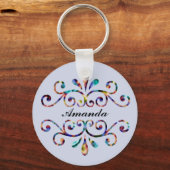 Colorful any Letter Name Elegant Swirls Design Sleutelhanger (Voorkant)