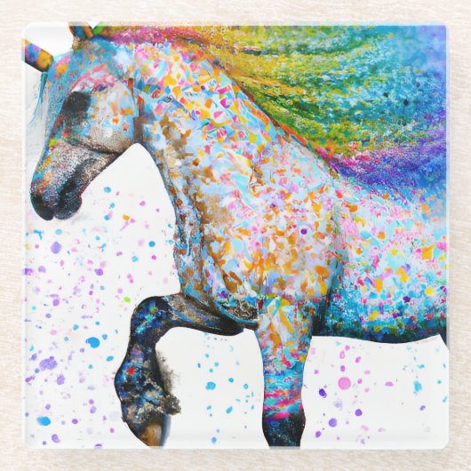 Colorful Appaloosa Unicorn Glazen Onderzetter (Voorkant)