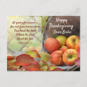 Colorful Apple Basket Personaliseert Thanksgiving Briefkaart