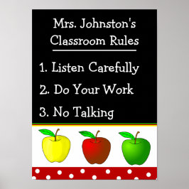 Colorful Apples School Classroom Rules Poster