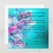 Colorful Aqua Blue and Pink Wedding Invitation Kaart (Voorkant / Achterkant)
