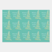 Colorful Aqua Pink Gold Peace Joy Inpakpapier Vel (Voorkant)