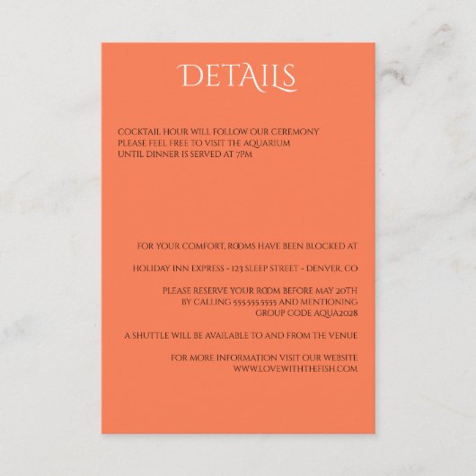 Colorful Aquarium Informatiekaartje (Voorkant)