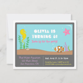 Colorful Aquarium Kids Birthday Party Invitations Kaart