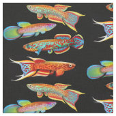 Colorful Aquarium Killifish Fabric Stof (Close Up)