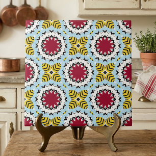 Colorful Arabesque Kaleidoscopic Geometric Pattern Tegeltje
