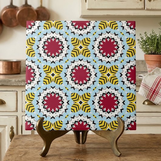 Colorful Arabesque Kaleidoscopic Geometric Pattern Tegeltje