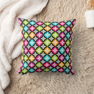 Colorful Argyle en Floral Pattern Jumbo Pillow Kussen
