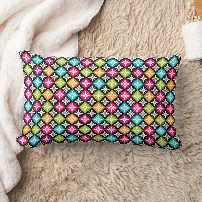 Colorful Argyle en Floral Pattern Pillow Kussen (Deken)