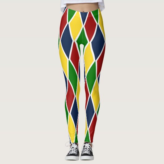 Colorful Argyle Harlequin Diamond Trendy Leggings (Voorkant)