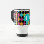 Colorful Argyle Pattern Personalized Travel Mug Reisbeker (Voorkant links)