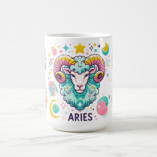 Colorful Aries Zodiac Astrology Sign Koffiemok (Center)