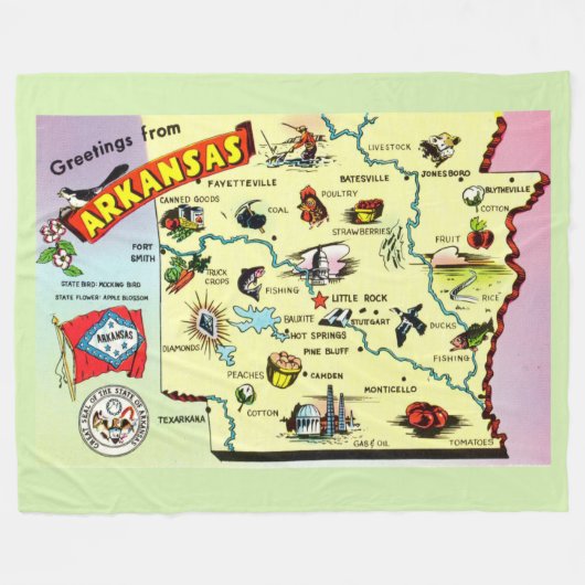 Colorful Arkansas Map Fleece Blanket Deken (Voorkant (Horizontaal))