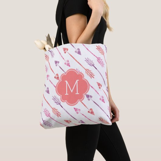 Colorful Arrows Pattern Monogramed Tote Bag (Dichtbij)