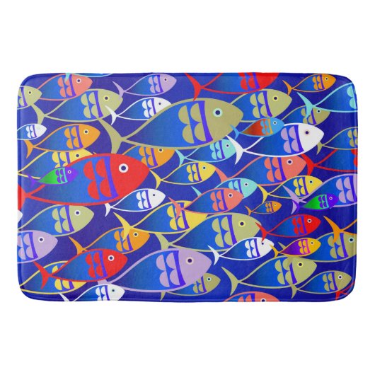 Colorful Art Deco Fish Design Badmat (Voorkant)