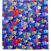 Colorful Art Deco Fish Design Douchegordijn (Voorkant)