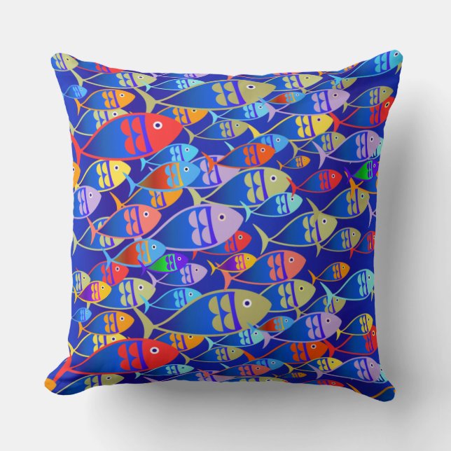 Colorful Art Deco Fish Design Kussen (Voorkant)
