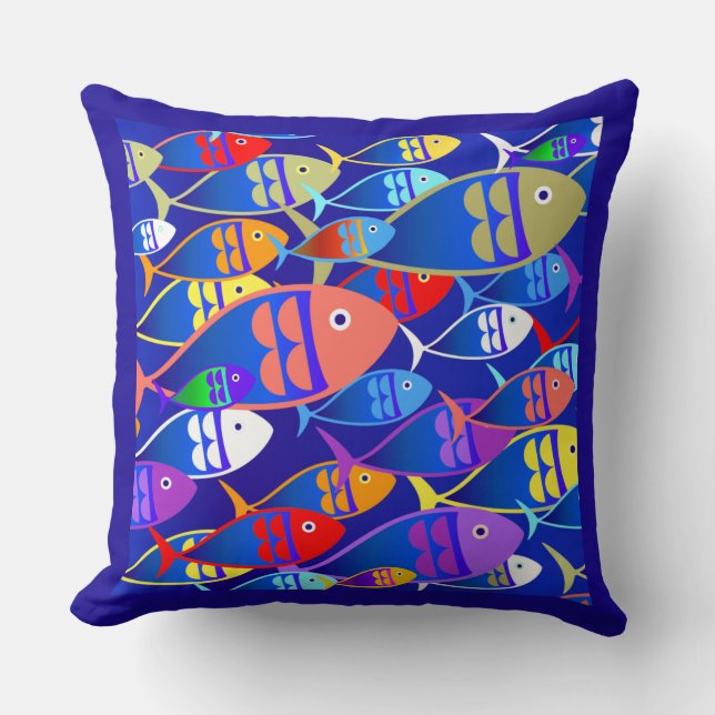 Colorful Art Deco Fish Design Kussen (Voorkant)
