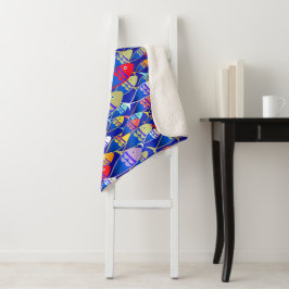 Colorful Art Deco Fish Design Sherpa Deken