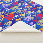 Colorful Art Deco Fish Design Sherpa Deken (3/4)