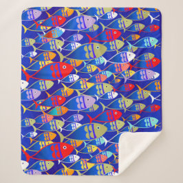 Colorful Art Deco Fish Design Sherpa Deken