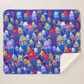 Colorful Art Deco Fish Design Sherpa Deken (Voorkant (horizontaal))