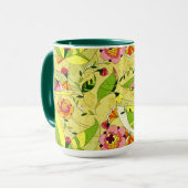 Colorful Art-Deco Floral Collage Mok (Voorkant links)