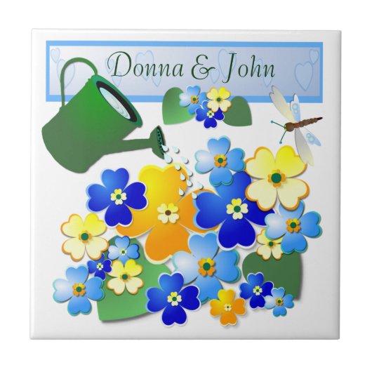 Colorful Art Deco Flower Design Tegeltje (Voorkant)