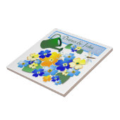 Colorful Art Deco Flower Design Tegeltje (Zijkant)