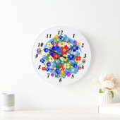 Colorful Art Deco Flowers Grote Klok (Huis)