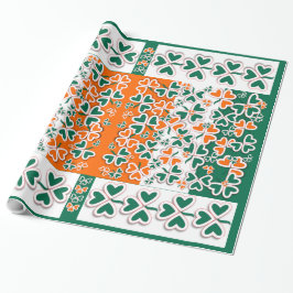 Colorful Art Deco Irish Shamrock Cadeaupapier