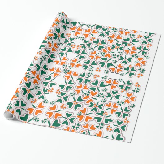 Colorful Art Deco Irish Shamrock Cadeaupapier (Uitgerold)