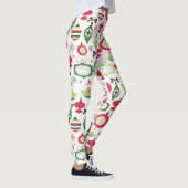 Colorful Art-Deco-kerstsierpatronen Leggings (Rechts)