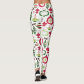 Colorful Art-Deco-kerstsierpatronen Leggings (Achterkant)