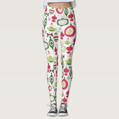 Colorful Art-Deco-kerstsierpatronen Leggings (Voorkant)