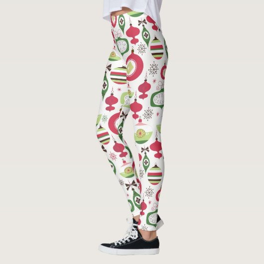 Colorful Art-Deco-kerstsierpatronen Leggings (Links)