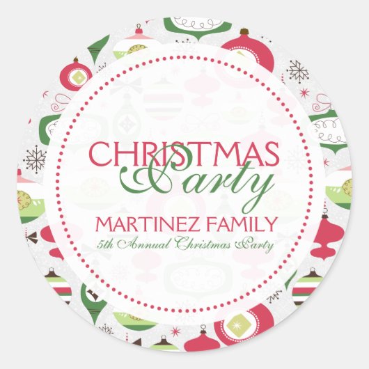 Colorful Art-Deco-kerstversieringen Ronde Sticker (Voorkant)