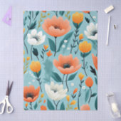Colorful art flowers-aqua, white, peach, yellow, tissuepapier (Craft)