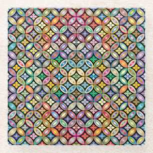 Colorful Art Nouveau Floral Glazen Onderzetter