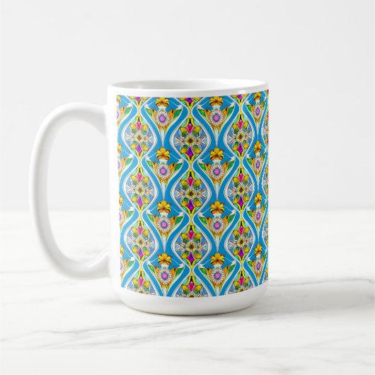 Colorful Art Nouveau Floral Waterverf Pattern Mok (Links)