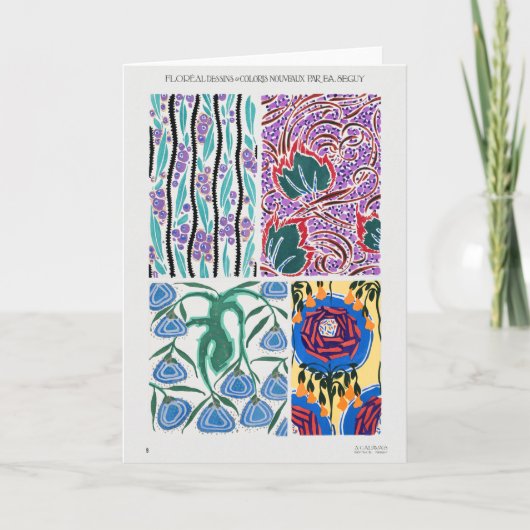 Colorful Art Nouveau Graphic Design Flowers Kaart (Voorkant)
