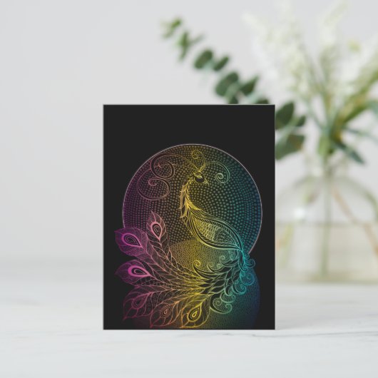 Colorful Art Nouveau Midnight peace-illustratie Briefkaart (Staand voorkant)