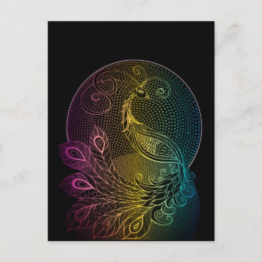 Colorful Art Nouveau Midnight peace-illustratie Briefkaart (Voorkant)